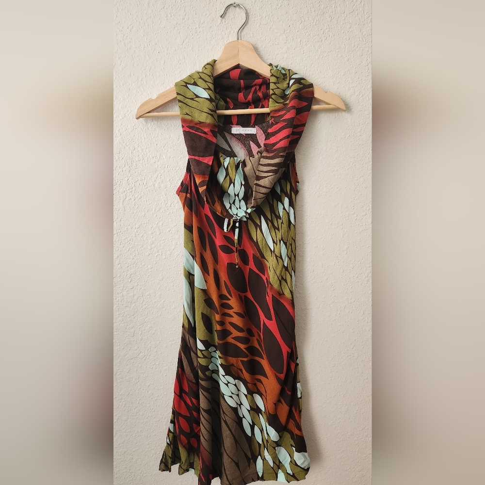 Multicolor Sleeveless Cowl Neck Midi Dress Size S